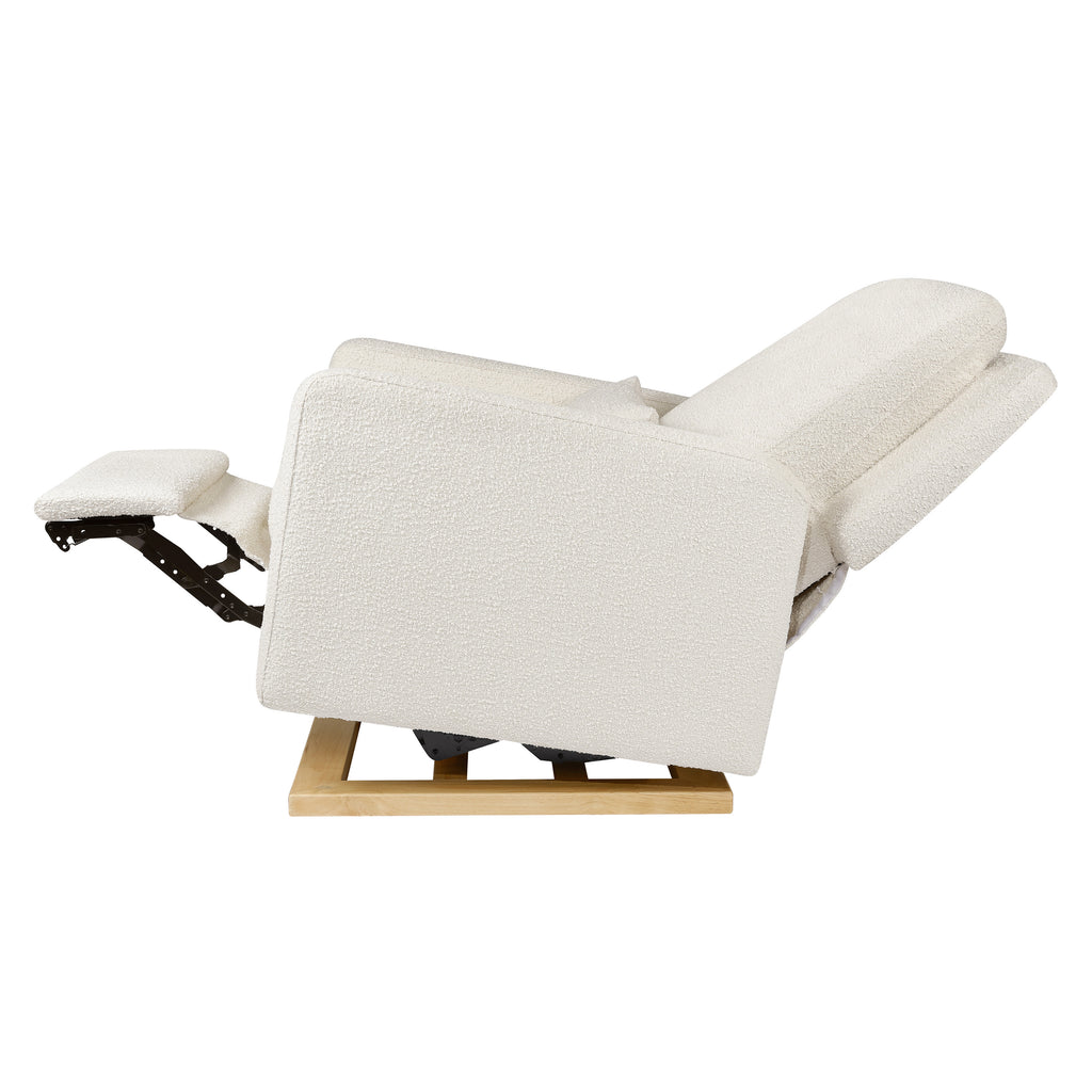 M23085WBLB,Babyletto,Sigi Glider Recliner w/ Electronic Control and USB in Ivory Boucle w/ Light Wood Base