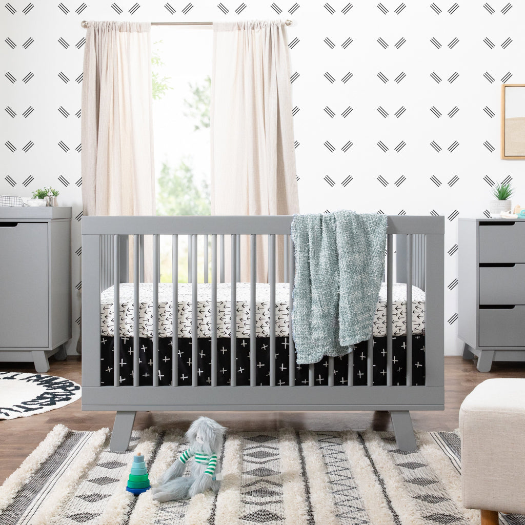 M4201G,Hudson 3-in-1 Convertible Crib w/Toddler Bed Conversion Kit in Grey Finish