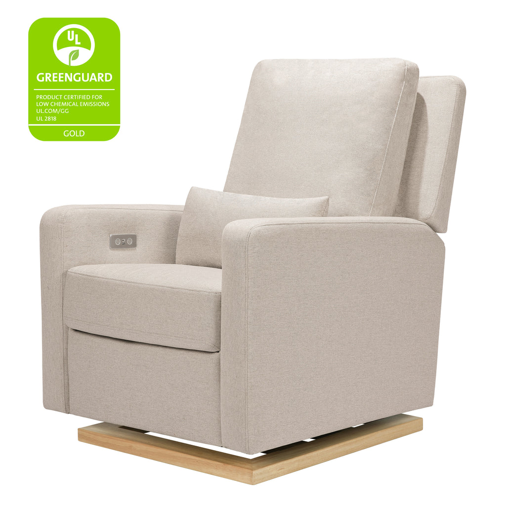 M23085PBEWLB,Babyletto,Sigi Glider Recliner w/ Electronic Control and USB in Performance Beach Eco-Weave w/Light Wood Base