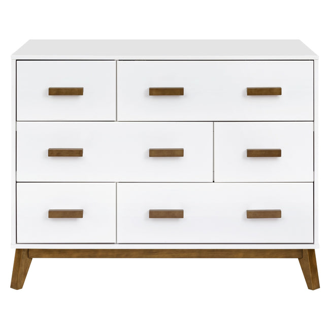 M5826WNL,Babyletto,Scoot 6-Drawer Dresser in White/Natural Walnut