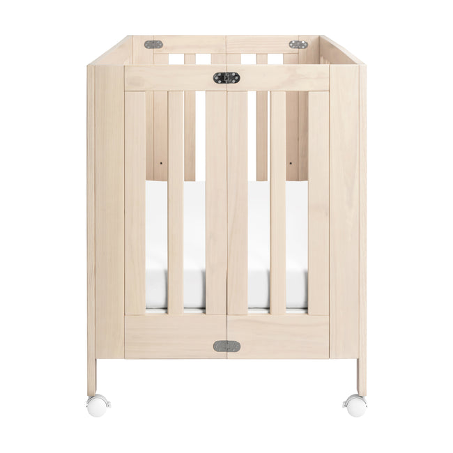 M6601NX,Babyletto,Maki Full-Size Folding Crib w/Toddler Bed Conversion Kit in Washed Natural