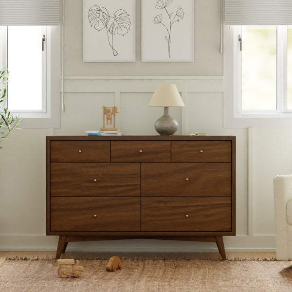 M15916NL,Babyletto,Palma 7-Drawer Double Dresser  Assembled in Natural Walnut