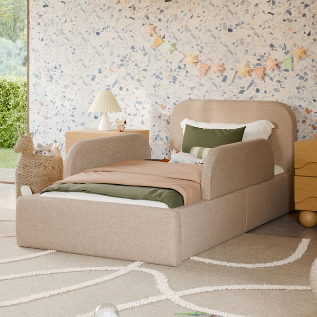 M32099CSG,Babyletto Kids,Upholstered Twin/Full Bed Guardrail in Chai Shearling