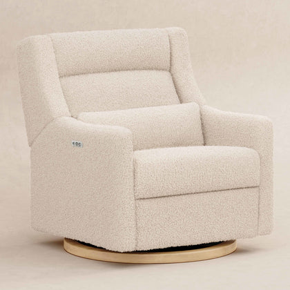 M11278ATLB,Babyletto,Kiwi Plus Chair and a Half Power Glider Recliner in Almond Teddy Loop w/ Light Wood Base