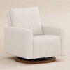 M26687PCMEWDB,Babyletto,Poe Channeled Swivel Glider in Performance Cream Eco-Weave w/ Dark Wood Base