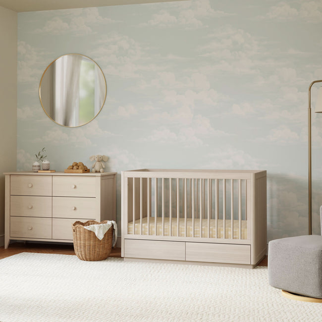 M21601NX,Babyletto,Bento 3-in-1 Convertible Storage Crib w/Toddler Bed Conversion Kit in Washed Natural