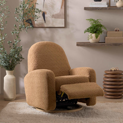 M23188CTSLB,Babyletto,Nami Glider Recliner w/ Electronic Control and USB in Cortado Shearling with Light Wood Base