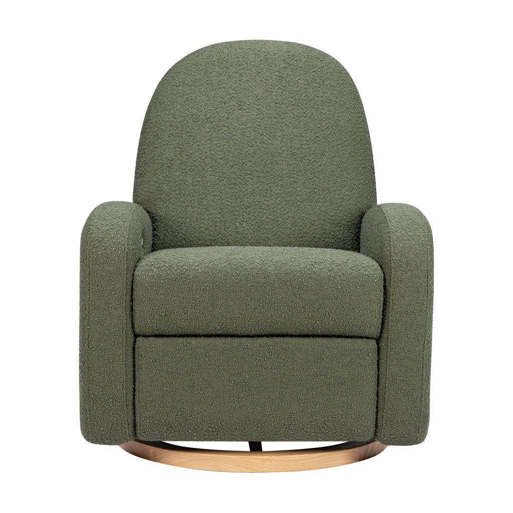 M23188OBLB,Babyletto,Nami Glider Recliner w/ Electronic Control and USB in Olive Boucle w/Light Wood Base