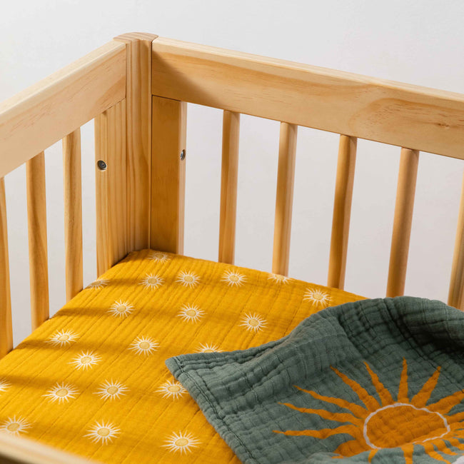 T26933,Babyletto,Golden Hour Muslin All-Stages Midi Crib Sheet in GOTS Certified Organic Cotton