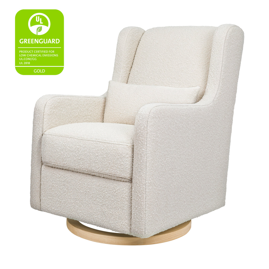 M22187WBLB,Wally Swivel Glider in Ivory Boucle w/Light Wood Base