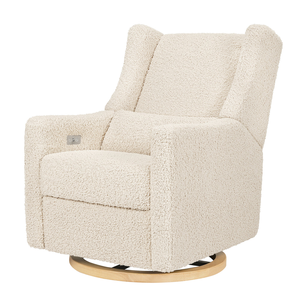 M11288ATLB,Kiwi Glider Recliner w/ Electronic Control and USB in Almond Teddy Loop w/ Light Wood Base