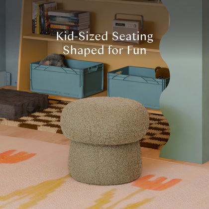 M31585LT,Babyletto Kids,Mini Mushroom Pouf in Latte Teddy Loop