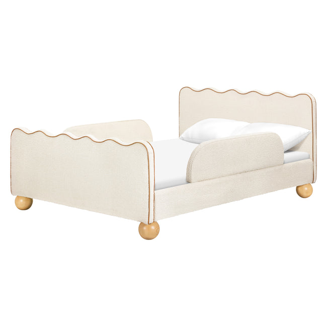 M31396PWBTAN,Babyletto Kids,Rizo Full Bed in Performance Ivory Boucle w/ VTan Leather Piping