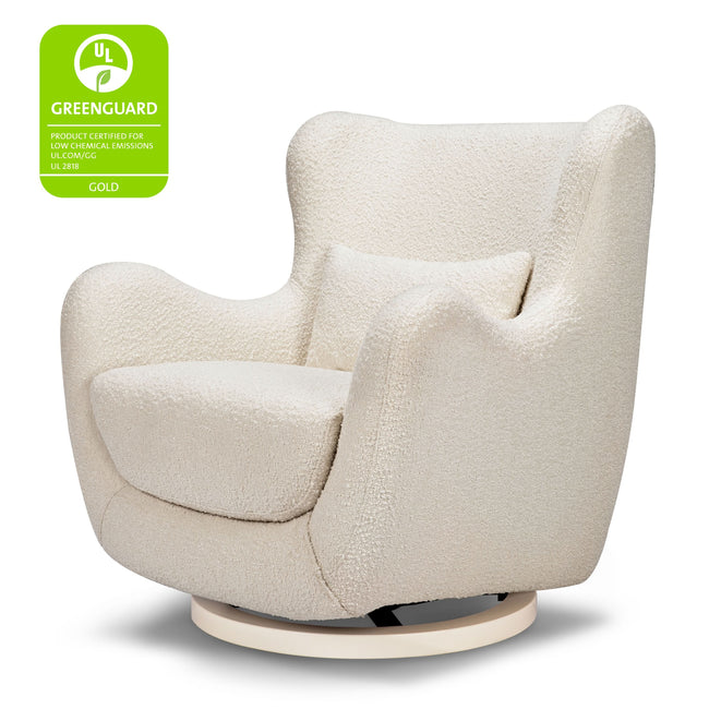 M24187WBIB,Nursery Works,Solstice Swivel Glider in Ivory Boucle w/Ivory Wood Base
