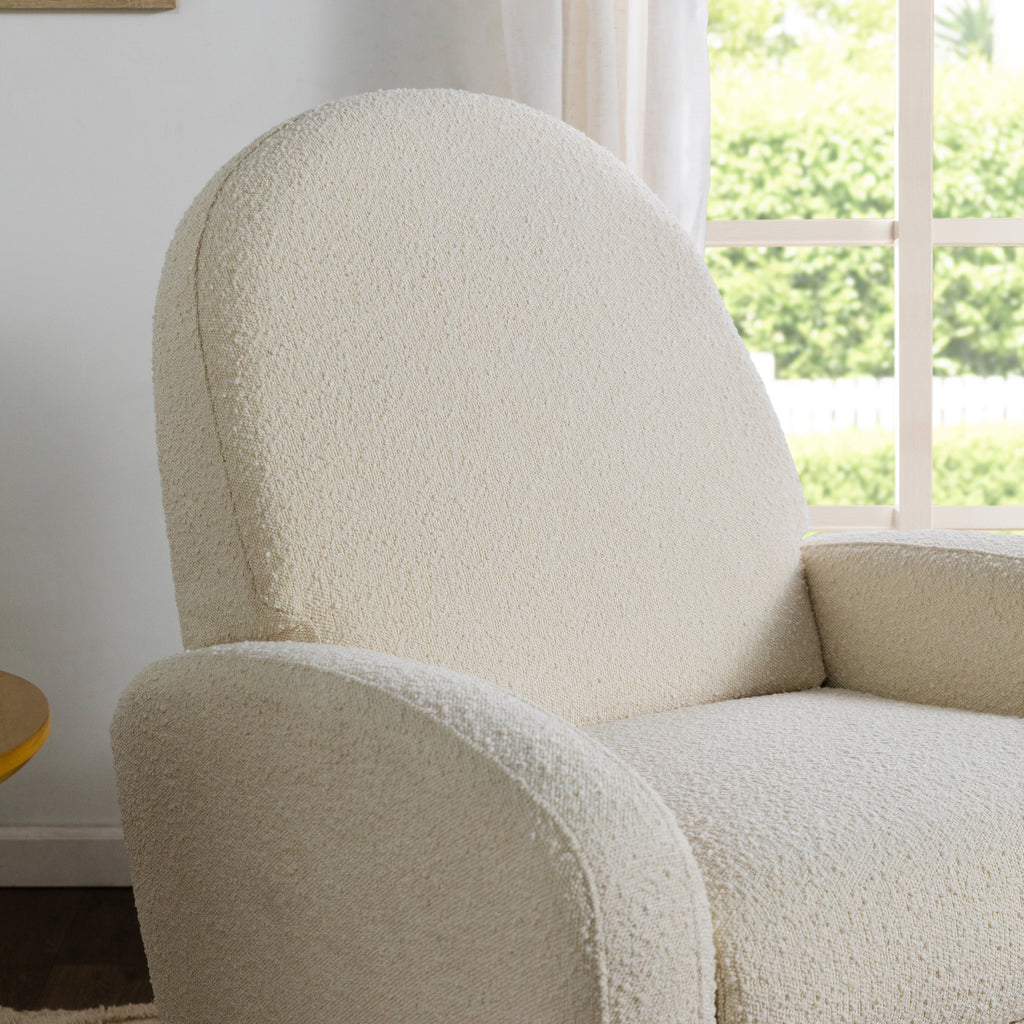 M23188WBLB,Babyletto,Nami Glider Recliner w/ Electronic Control and USB in Ivory Boucle w/Light Wood Base