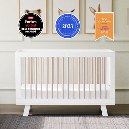 M4201WNX,Hudson 3-in-1 Convertible Crib w/ToddlerBedConversion Kit in White/Washed Natural