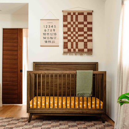 M15901NL,Palma Mid-Century 4-in-1 Convertible Crib w/Toddler Bed Conversion in Natural Walnut