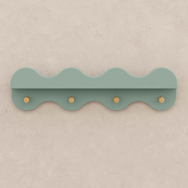 M31125LSHY,Babyletto Kids,Lido Wave Book Shelf with Hooks in Light Sage and Honey