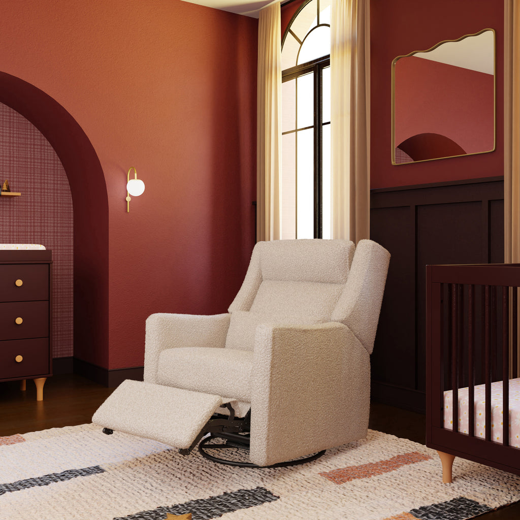 M11286AT,Babyletto,Kiwi Plus Power Glider Recliner w/ Power Headrest in Almond Teddy Loop