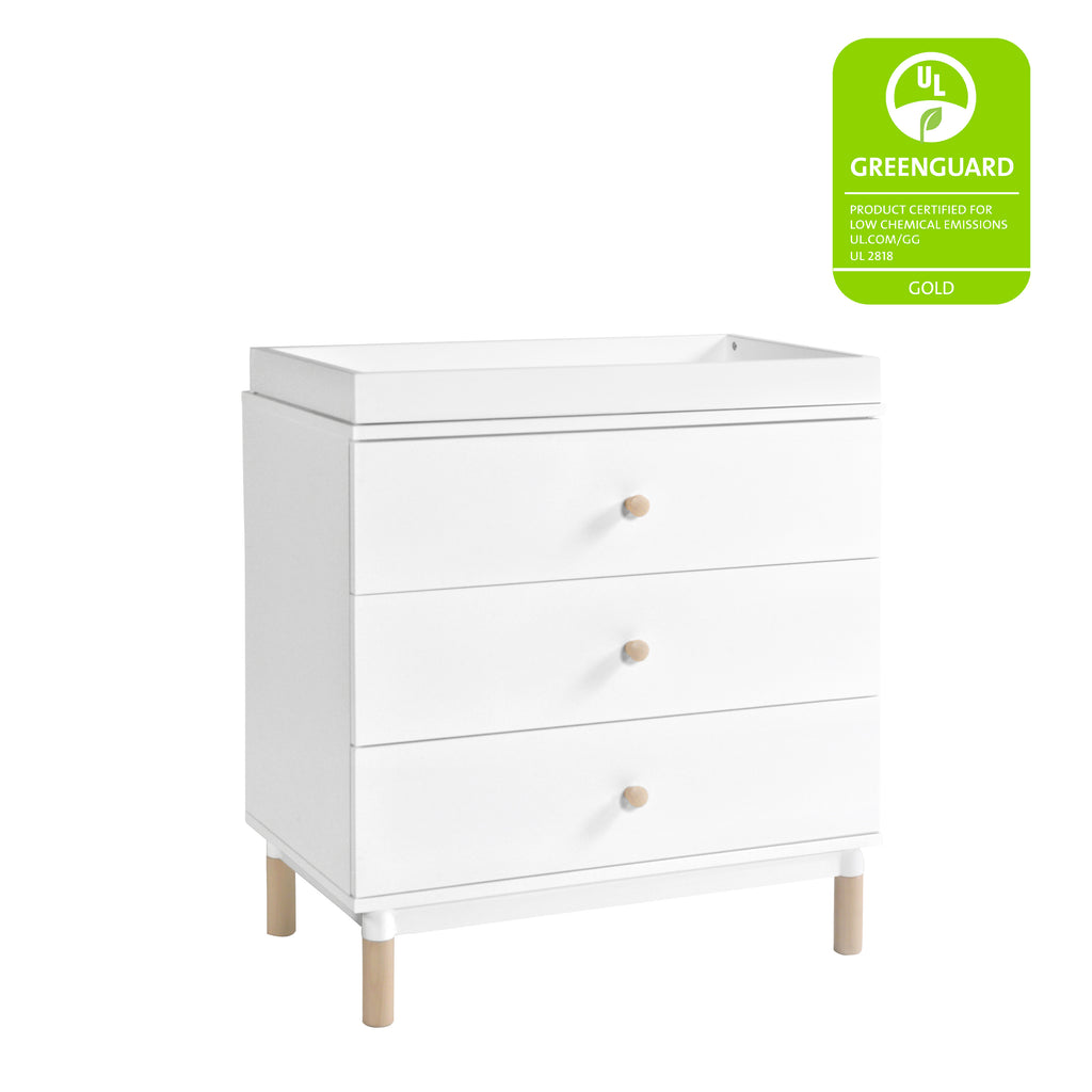 M12923WNX,Babyletto,Gelato 3-Drawer Changer Dresser  Washed Natural Ft w/Removable Changing Tray in White