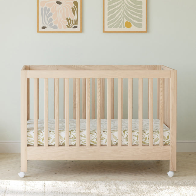 M6601NX,Babyletto,Maki Full-Size Folding Crib w/Toddler Bed Conversion Kit in Washed Natural