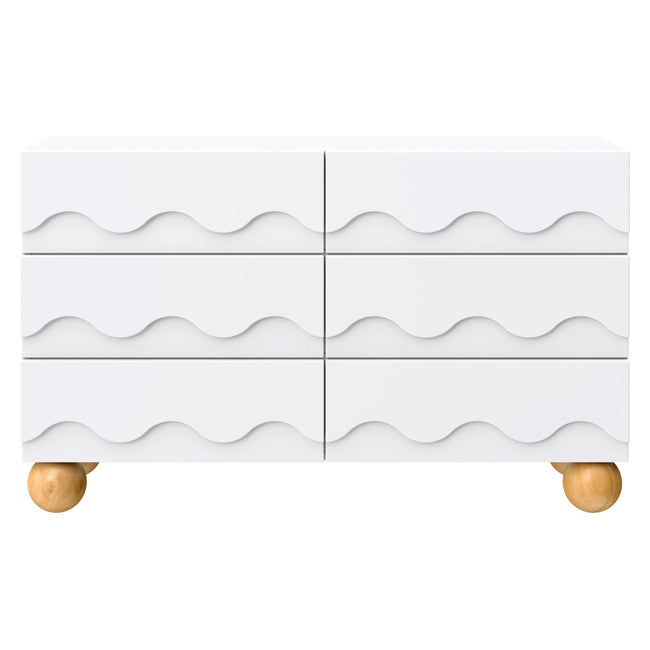 M31116WHY,Babyletto Kids,Lido Wave 6-Drawer Assembled Dresser in White and Honey