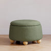 M30985POBHF,Namesake,Tuffet Storage Ottoman in Performance Olive Boucle w/Honey Ball Feet