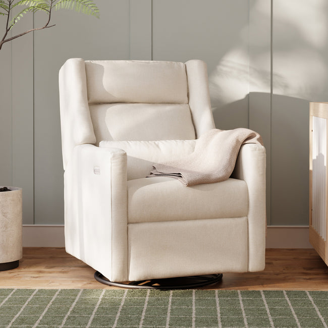 M11286PCMEW,Babyletto,Kiwi Plus Power Glider Recliner w/ Power Headrest in Performance Cream Eco-Weave