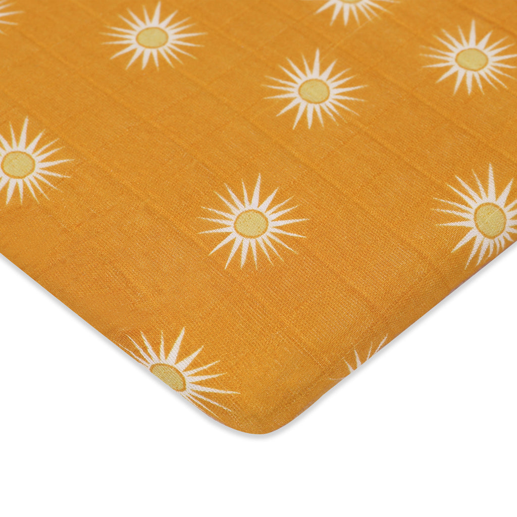 T26934,Golden Hour Muslin All-Stages Bassinet Sheet in GOTS Certified Organic Cotton