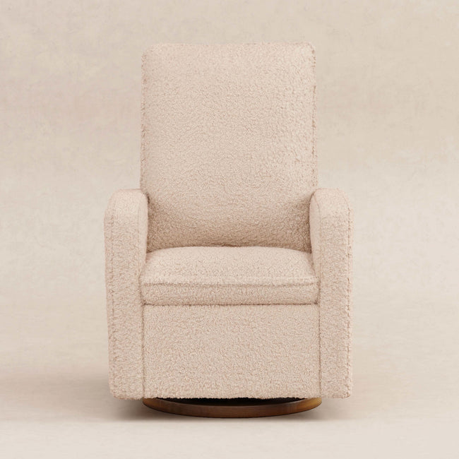 M20987CSGDB,Babyletto,Cali Pillowback Swivel Glider in Chai Shearling w/ Dark Wood Base