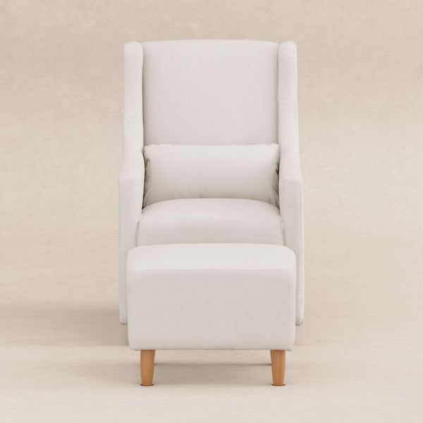 M11287PCMEW,Babyletto,Toco Swivel Glider and Ottoman in Performance Cream Eco-Weave w/Natural Feet