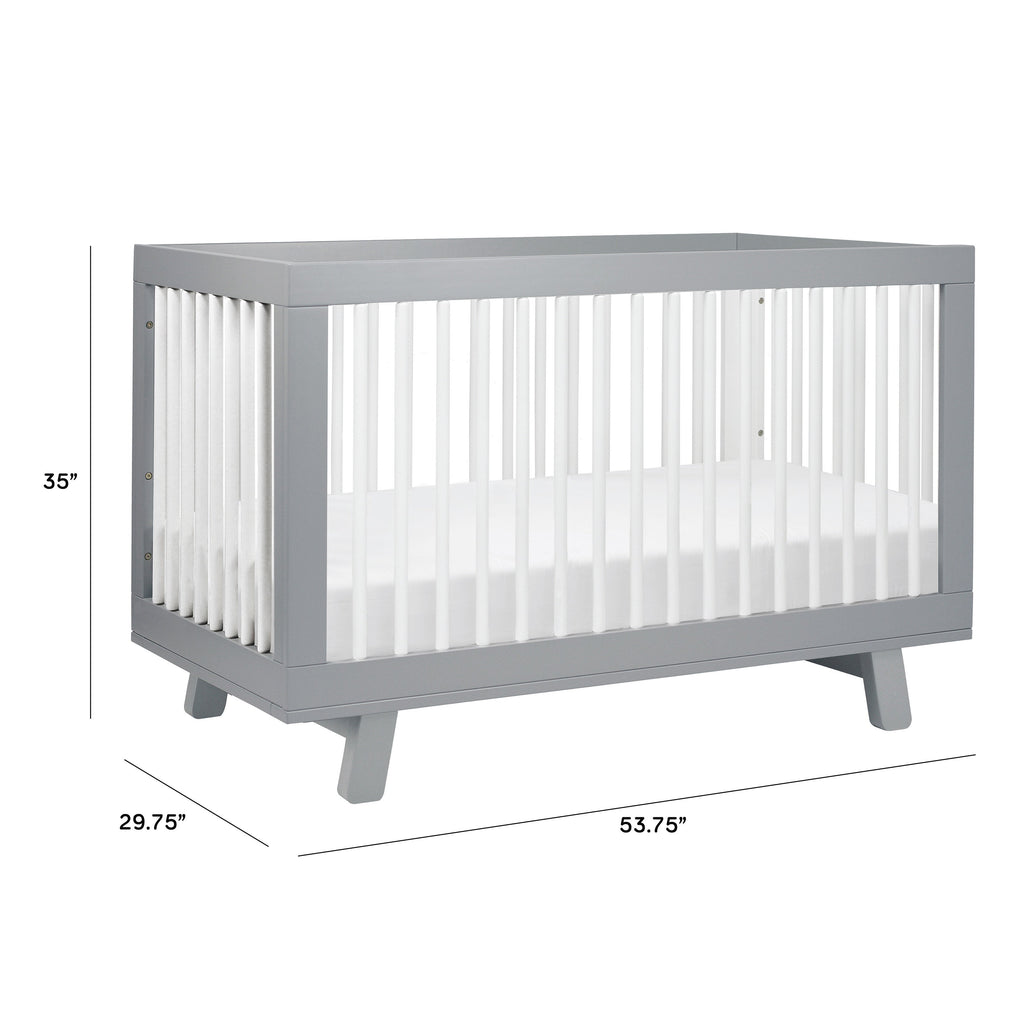 M4201GW,Hudson 3-in-1 Convertible Crib w/Toddler Bed Conversion Kit in Grey/White