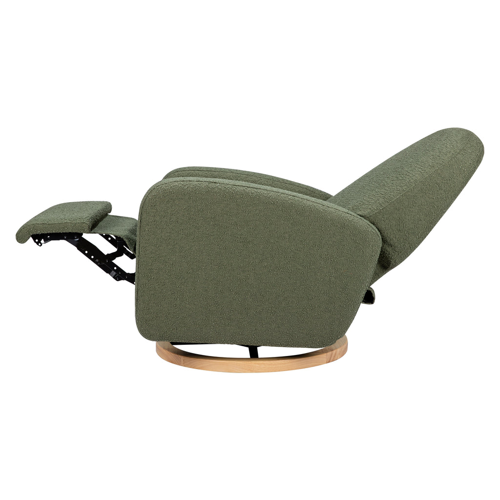 M23188OBLB,Babyletto,Nami Glider Recliner w/ Electronic Control and USB in Olive Boucle w/Light Wood Base