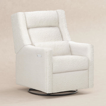 M11286CMSG,Babyletto,Kiwi Plus Power Glider Recliner w/ Power Headrest in Cream Shearling