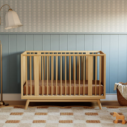 M15980HY,Babyletto,Palma 8-in-1 Convertible All-Stages® Crib w/ Bassinet & Toddler Bed Kits in Honey