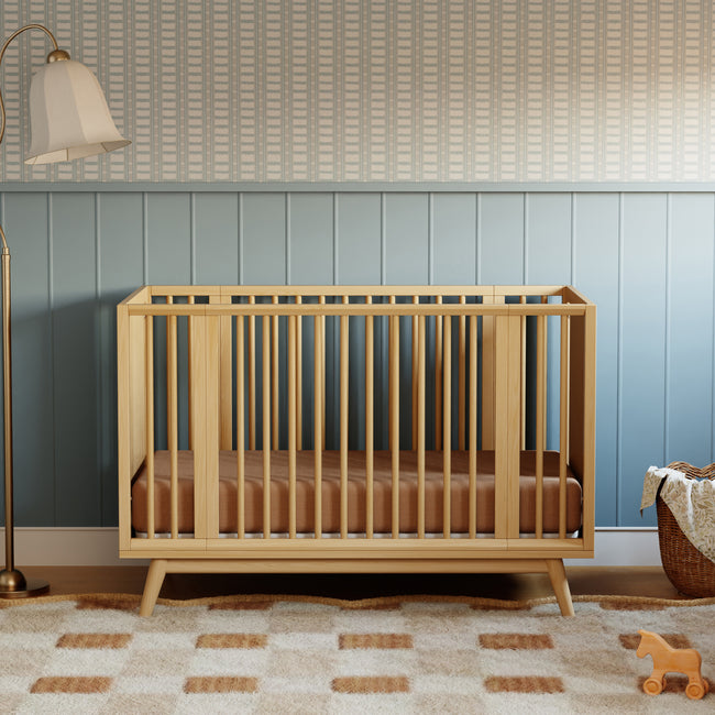 M15980HY,Babyletto,Palma 8-in-1 Convertible All-Stages® Crib w/ Bassinet & Toddler Bed Kits in Honey