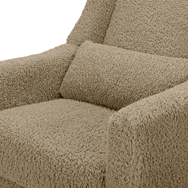 M11288LTDB,Babyletto,Kiwi Glider Recliner w/ Electronic Control and USB in Latte Teddy Loop w/ Dark Wood Base