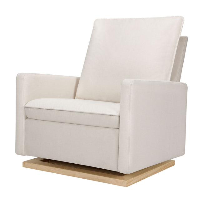 M20984PCMEWLB,Babyletto,Cali Pillowback Chair and a Half Glider in Performance Cream Eco-Weave w/ Light Wood Base
