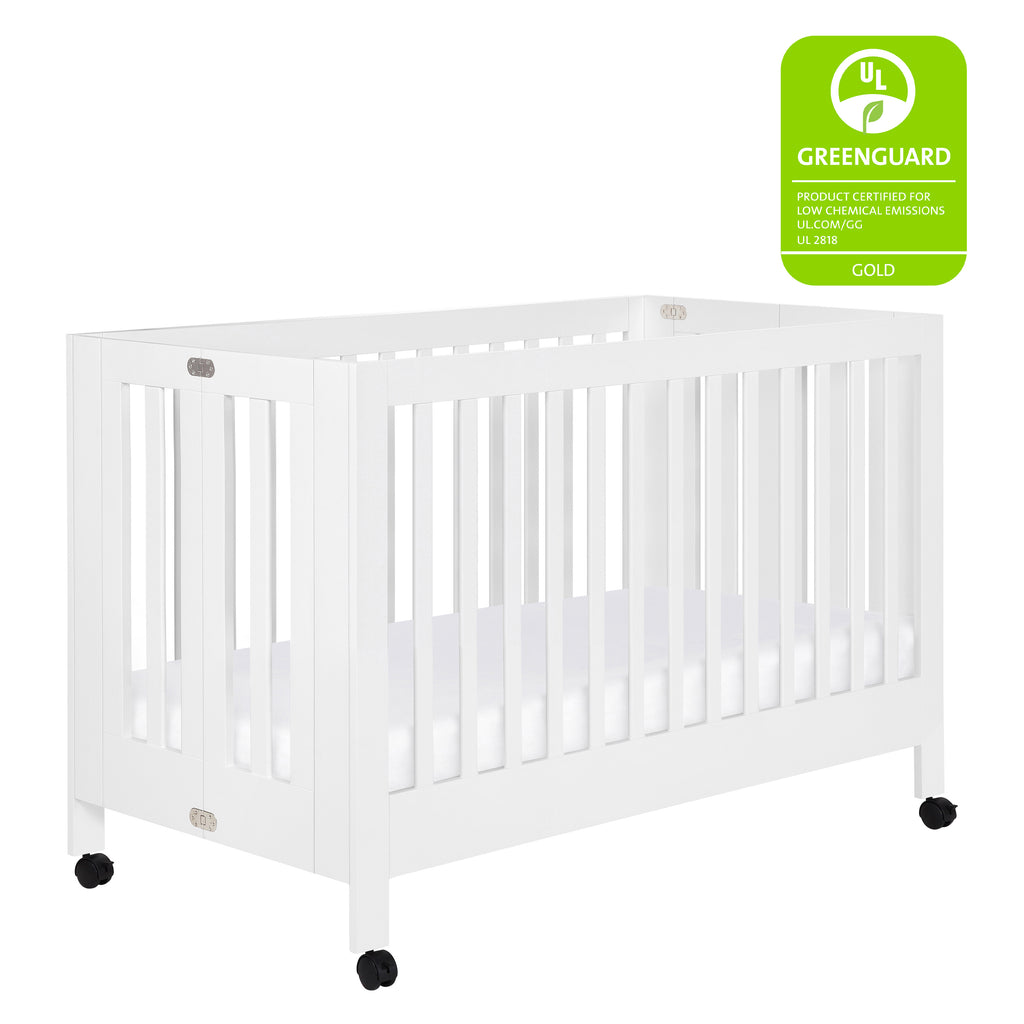 M6601W,Babyletto,Maki Full-Size Folding Crib w/Toddler Bed Conversion Kit in White Finish