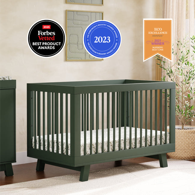 M4201FRGR,Babyletto,Hudson 3-in-1 Convertible Crib w/Toddler Bed Conversion Kit in Forest Green
