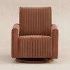 M26687RTVDB,Babyletto,Poe Channeled Swivel Glider in Rust Velvet with Dark Wood Base