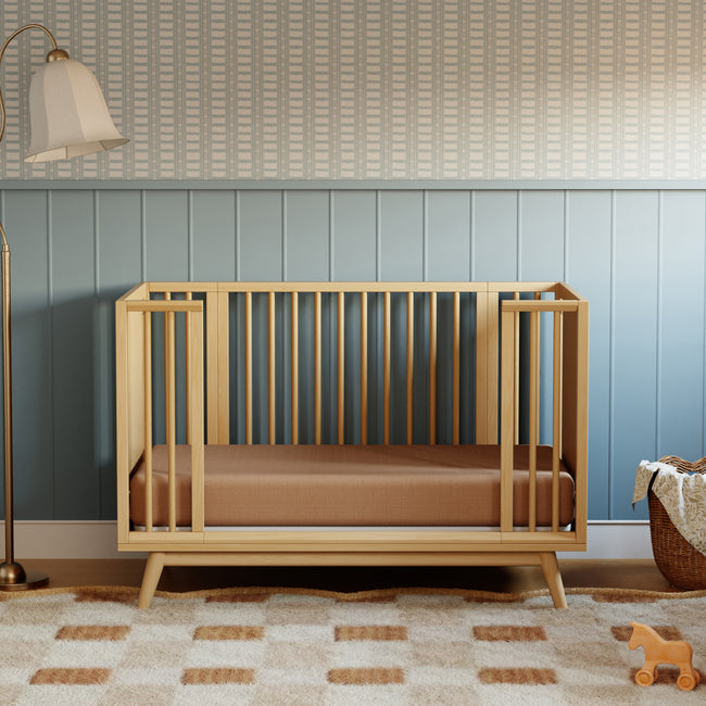 M15980HY,Babyletto,Palma 8-in-1 Convertible All-Stages® Crib w/ Bassinet & Toddler Bed Kits in Honey