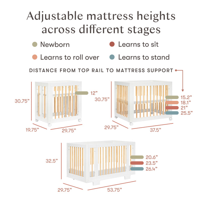 M23401WN,Babyletto,Yuzu 8-in-1 Convertible Crib w/All-Stages Conversion Kits in White/Natural