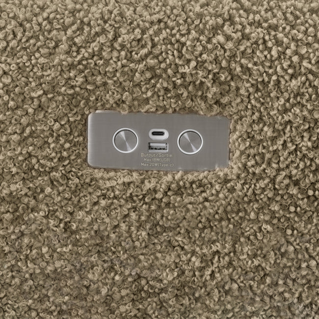 M11288LTDB,Babyletto,Kiwi Glider Recliner w/ Electronic Control and USB in Latte Teddy Loop w/ Dark Wood Base