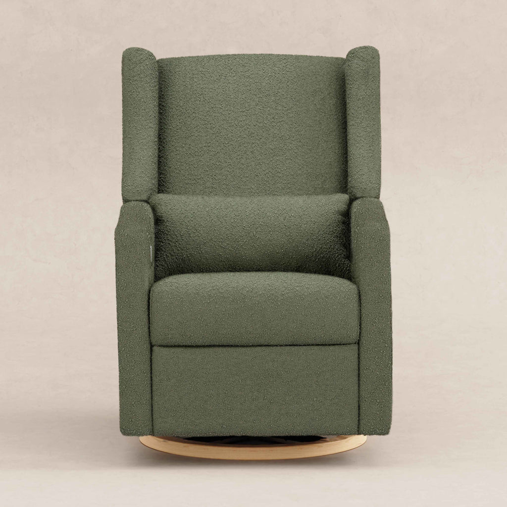 M11288OBLB,Babyletto,Kiwi Glider Recliner w/ Electronic Control and USB in Olive Boucle w/Light Wood Base