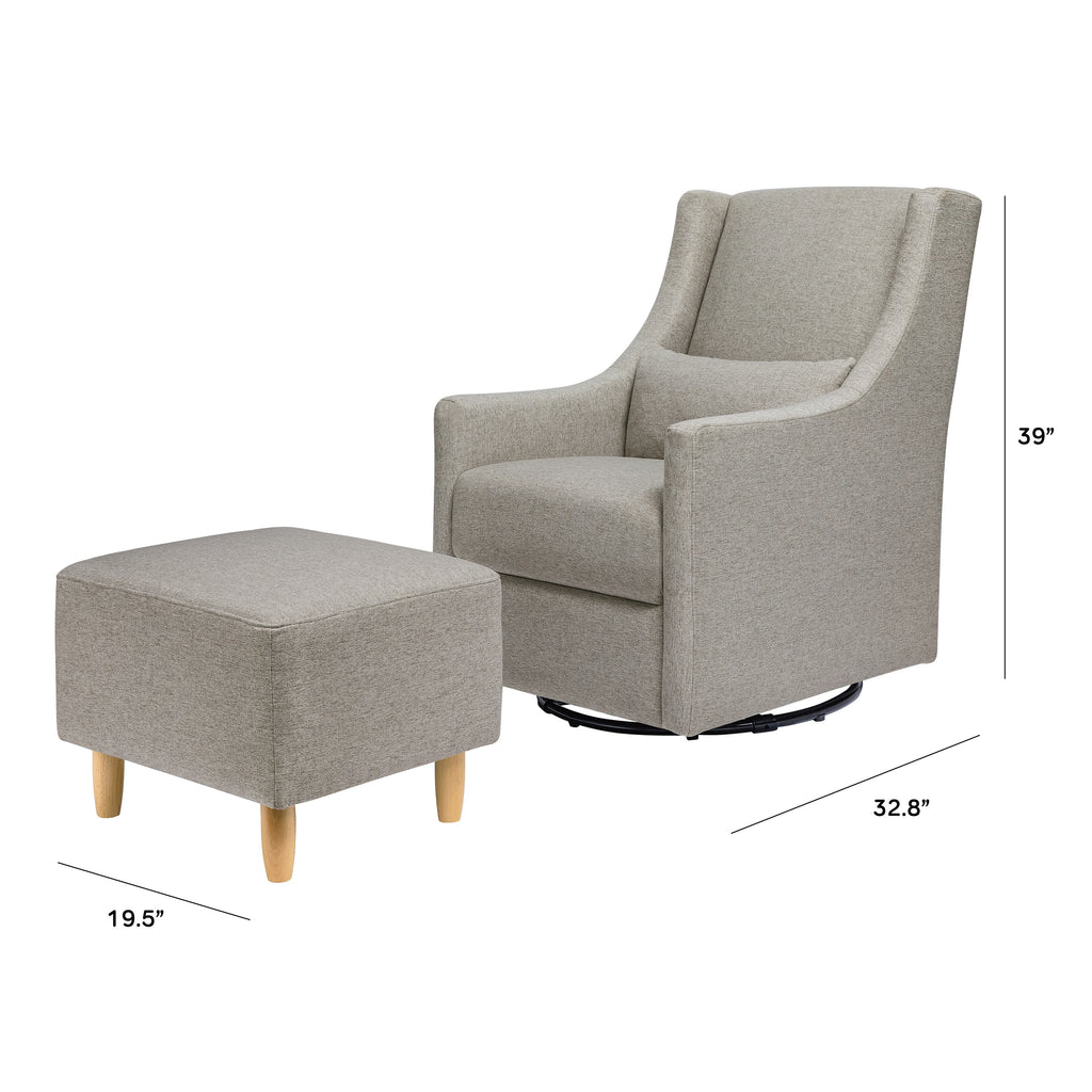 M11287PGEW,Babyletto,Toco Swivel Glider and Ottoman in Performance Grey Eco-Weave w/Natural Feet