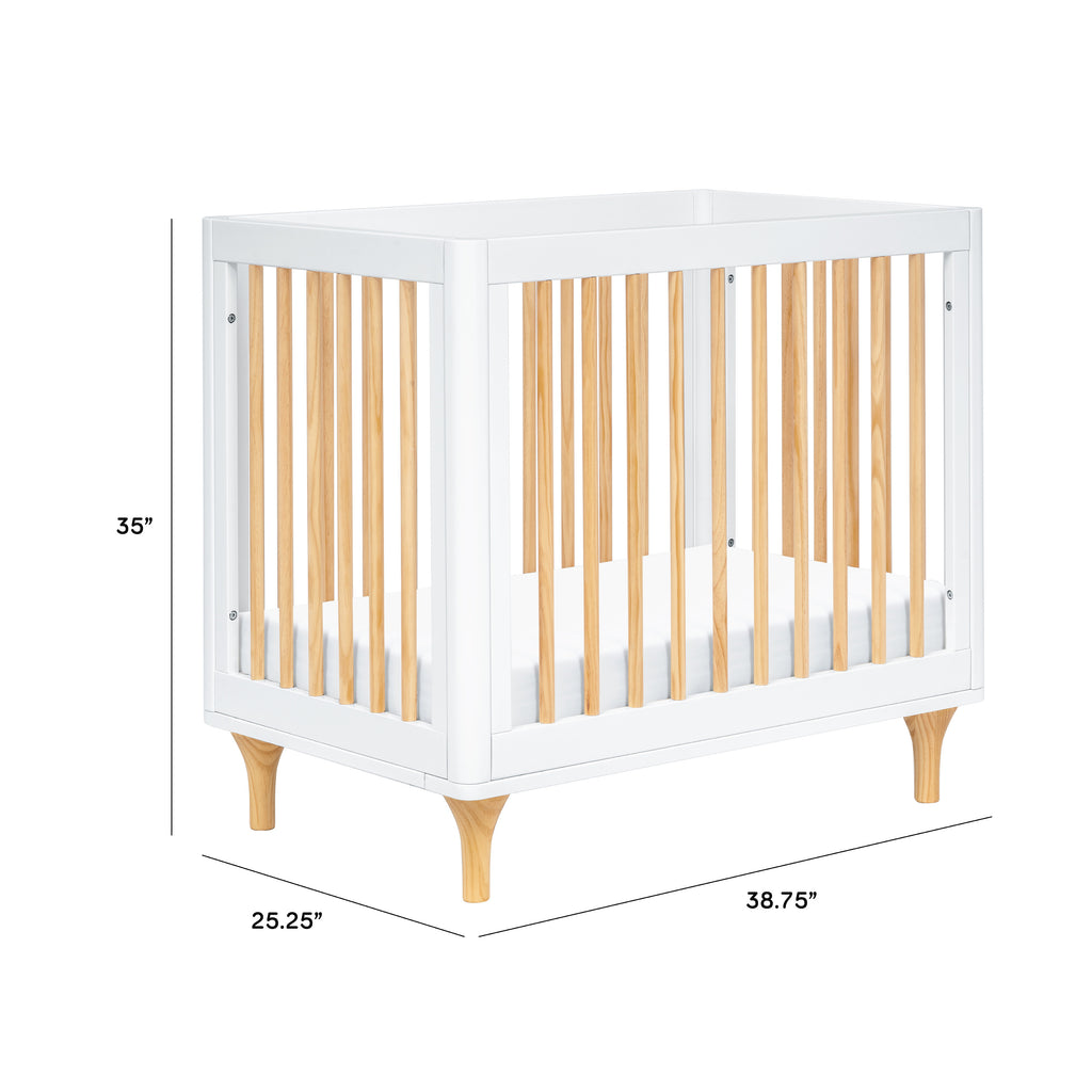 M9098WN,Babyletto,Lolly 4-in-1 Convertible Mini Crib and Twin Bed w/Toddler Bed Conversion Kit in White/Natural