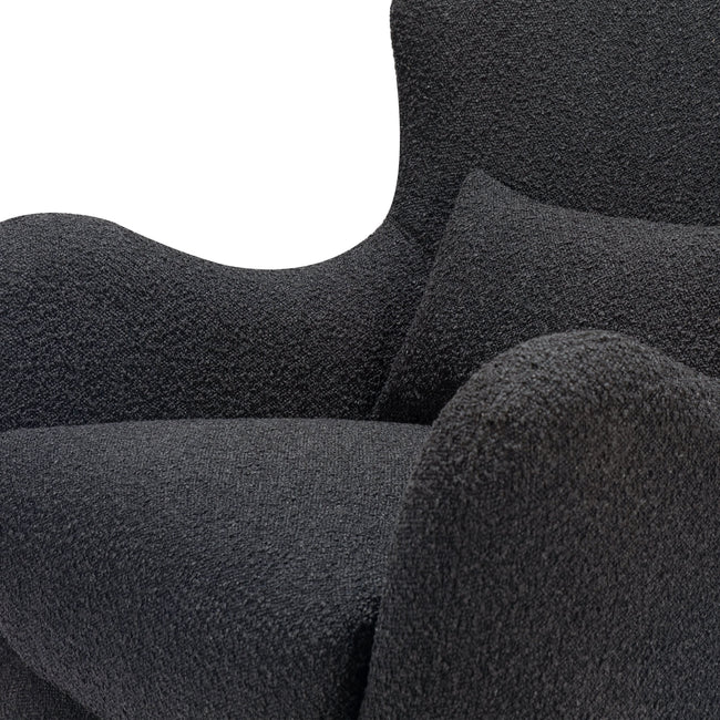 M24187BKBBB,Nursery Works,Solstice Swivel Glider in Black Boucle w/Black Wood Base