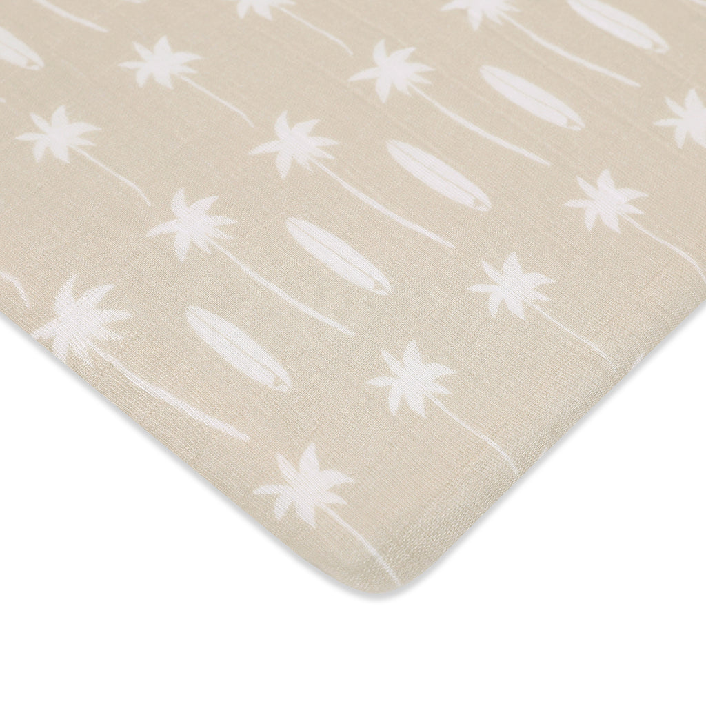 T27034,Babyletto,Beach Bum Muslin All-Stages Bassinet Sheet in GOTS Certified Organic Cotton