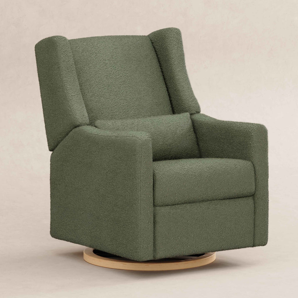 M11288OBLB,Babyletto,Kiwi Glider Recliner w/ Electronic Control and USB in Olive Boucle w/Light Wood Base